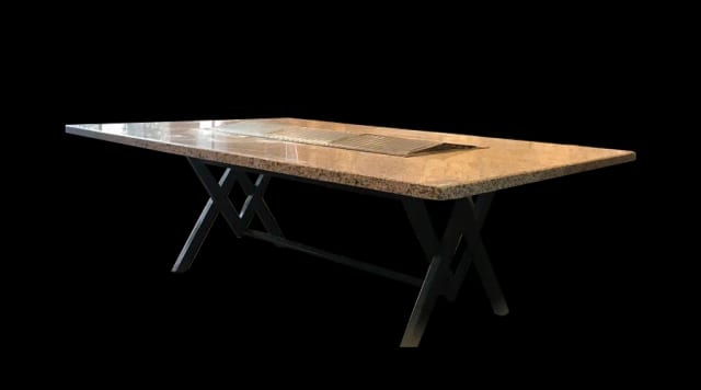 Gri Granit Mangal Masa (240x130 cm)-[12 Kişilik]