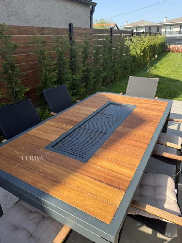 FERBA Design İroko Bahçe Mangal Masa