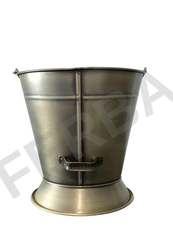 Yuvarlak Antik Bronz Odun Kovası